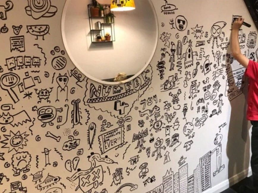 9-Year-Old Kept Getting In Trouble For Doodling, So A Restaurant Hired Him To Cover Their Walls