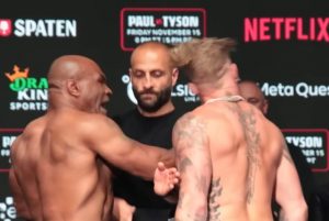 Mike Tyson Slaps Jake Paul During Last Stare Down Before Fight